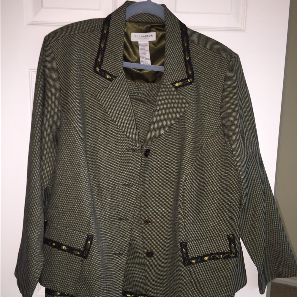 Women’s Black and Cream Skirt Suit